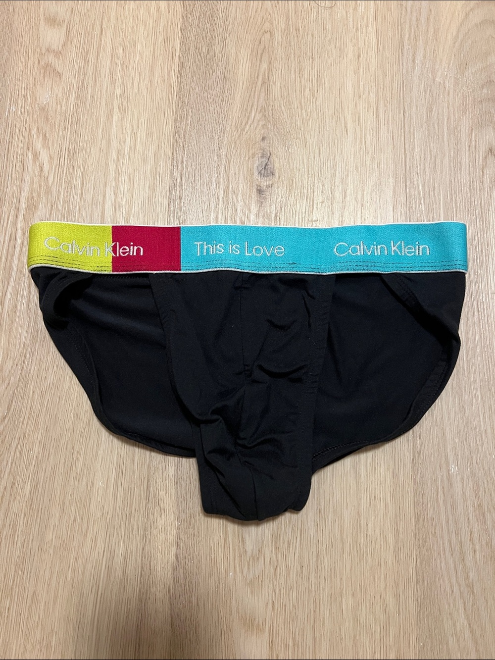 Calvin Klein Kids Black Briefs with Turquoise, Yellow & Red Waistband